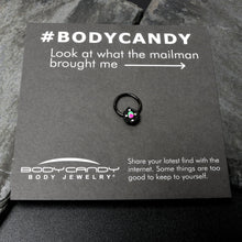 Load image into Gallery viewer, 16G 3/8 Purple Tourmaline Black Lacy Drop Hinged Segment Ring
