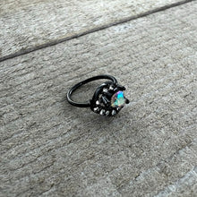 Load image into Gallery viewer, 20G 5/16 Aurora Clear Gem Black Rococo Hearts Nose Hoop

