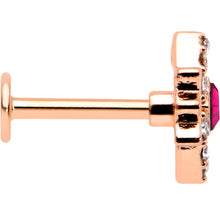 Load image into Gallery viewer, 16G 5/16 Red Gem Rose Gold Tone Octogram Star Labret Monroe Tragus
