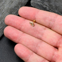 将图片加载到图库查看器，16G 1/4 White Yellow Gem Gold Tone Fashion Winged Bug Labret
