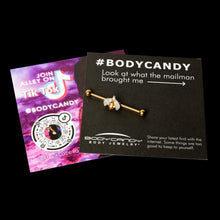 Load image into Gallery viewer, 14G Clear Yellow Gem Gold Tone Style Bug Industrial Barbell 38mm
