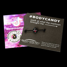 Load image into Gallery viewer, 14G Purple Tourmaline Black Lacy Drop Industrial Barbell 38mm
