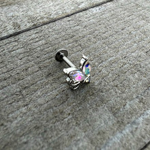 Load image into Gallery viewer, 16G 5/16 Aurora CZ Gem Fleur de Lis Butterfly Labret Monroe Tragus

