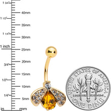 Load image into Gallery viewer, Clear Yellow Gem Gold Tone Fashion Bug Insect Belly Ring
