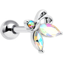将图片加载到图库查看器，16G 1/4 Aurora CZ Gem Fleur de Lis Butterfly Cartilage Tragus Earring
