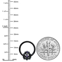 Load image into Gallery viewer, 16G 3/8 Purple Gem Black Regal Crown Hinged Segment Ring

