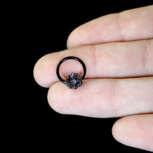 Load image into Gallery viewer, 16G 3/8 Purple Gem Black Regal Crown Hinged Segment Ring
