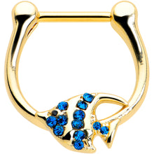 Load image into Gallery viewer, 16G 5/16 Blue Gem Gold Tone Adorable Angelfish Cartilage Clicker
