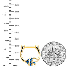 Load image into Gallery viewer, 16G 5/16 Blue Gem Gold Tone Adorable Angelfish Cartilage Clicker
