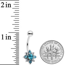 Load image into Gallery viewer, Blue Clear Gem Stylish Snowflake Holiday Belly Ring
