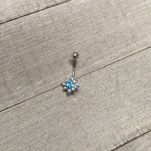 Load image into Gallery viewer, Blue Clear Gem Stylish Snowflake Holiday Belly Ring
