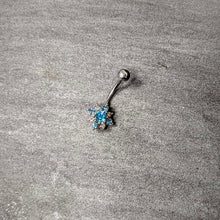 Load image into Gallery viewer, Blue Clear Gem Stylish Snowflake Holiday Belly Ring
