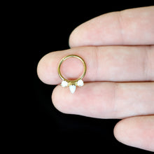 Load image into Gallery viewer, 16G 3/8 White Synthetic Opal Gold Tone Trio Point Hinged Segment Ring
