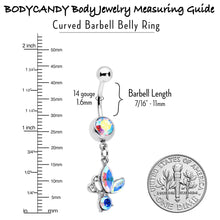 Load image into Gallery viewer, Aurora Gem Fleur de Lis Butterfly Dangle Belly Ring
