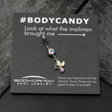 Load image into Gallery viewer, Aurora Gem Fleur de Lis Butterfly Dangle Belly Ring
