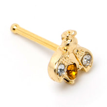 Load image into Gallery viewer, 20G 1/4 Yellow Gem Gold Tone Fashion Bug Nose Bone
