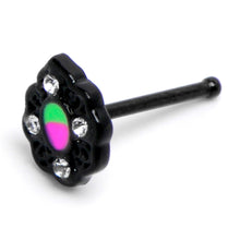 Load image into Gallery viewer, 20G 1/4 Purple Tourmaline Black Lacy Drop Nose Bone
