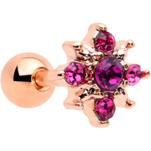 Load image into Gallery viewer, 16G 1/4 Pink Gem Rose Gold Tone Rococo Star Cartilage Tragus
