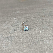 Load image into Gallery viewer, 20G 7mm Blue Clear Gem Stylish Snowflake L Shape Nose Ring
