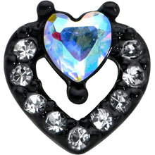 将图片加载到图库查看器，20G 1/4 Clear Aurora Gem Black Heart Valentines Nose Bone
