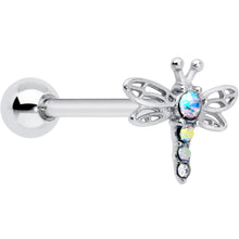 Load image into Gallery viewer, Aurora Gem Ornate Dragonfly Barbell Tongue Ring
