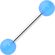Load image into Gallery viewer, Light Blue Acrylic UV Glow Ends Barbell Tongue Ring
