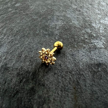 Load image into Gallery viewer, 16G 1/4 Pink Gem Gold Tone Starry Flower Cartilage Tragus Earring
