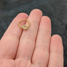将图片加载到图库查看器，16G 3/8 Pink Gem Gold Tone Starry Flower Hinged Segment Ring
