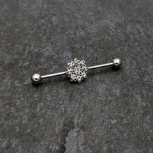 Load image into Gallery viewer, 14G Clear Gem Starry Flower Industrial Barbell 38mm
