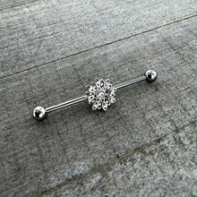 Load image into Gallery viewer, 14G Clear Gem Starry Flower Industrial Barbell 38mm

