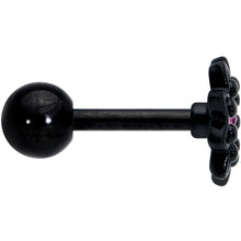 Load image into Gallery viewer, 16G 1/4 Pink Gem Black Midnight Flower Cartilage Tragus Earring
