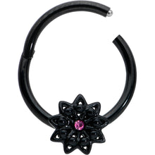 将图片加载到图库查看器，16G 3/8 Pink Gem Black Starry Flower Hinged Segment Ring
