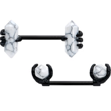 Load image into Gallery viewer, 14G 9/16 White Howlite Black Claw Barbell Nipple Ring Set
