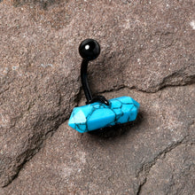 Load image into Gallery viewer, Blue Turquoise Stone Black Claw Belly Ring

