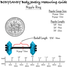 Load image into Gallery viewer, 14G 9/16 Blue Turquoise Black Claw Barbell Nipple Ring Set
