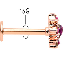 Load image into Gallery viewer, 16G 5/16 Pink Gem Rose Gold Tone Sumptuous Star Labret Tragus
