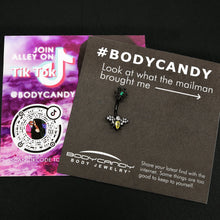 Load image into Gallery viewer, Yellow Clear Green Gem Black Butterfly Flower Double Mount Belly Ring
