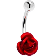 Load image into Gallery viewer, Single Flower Red Rose Belly Button Ring
