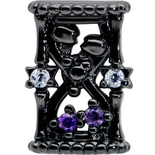 Load image into Gallery viewer, 16G 1/4 Purple Gem Black Gothic Hourglass Cartilage Tragus Earring
