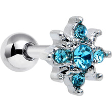 Load image into Gallery viewer, 16G 1/4 Blue Gem Stylish Snowflake Cartilage Tragus Earring
