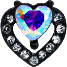Load image into Gallery viewer, 16G 1/4 Aurora Gem Black Double Heart Cartilage Tragus Earring
