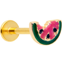 Load image into Gallery viewer, 16G 5/16 Gold Tone Watermelon Bite Labret Monroe Tragus

