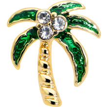 Load image into Gallery viewer, 16G 5/16 Clear Gem Gold Tone Palm Tree Style Labret Monroe Tragus
