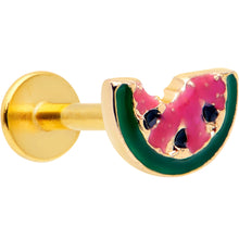 将图片加载到图库查看器，16G 1/4 Gold Tone Watermelon Bite Labret
