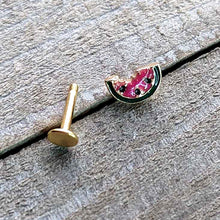 将图片加载到图库查看器，16G 1/4 Gold Tone Watermelon Bite Labret
