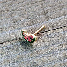Load image into Gallery viewer, 20G 1/4 Gold Tone Watermelon Bite Nose Bone
