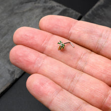 Load image into Gallery viewer, 20G 1/4 Clear Gem Golden Palm Tree Style L Shape Nose Ring

