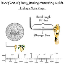 Load image into Gallery viewer, 20G 1/4 Clear Gem Golden Palm Tree Style L Shape Nose Ring
