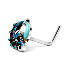 将图片加载到图库查看器，20G 1/4 Leaping Blue Dolphin L Shape Nose Ring
