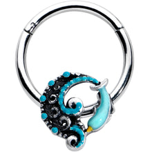 Load image into Gallery viewer, 16G 3/8 Leaping Blue Dolphin Hinged Segment Ring
